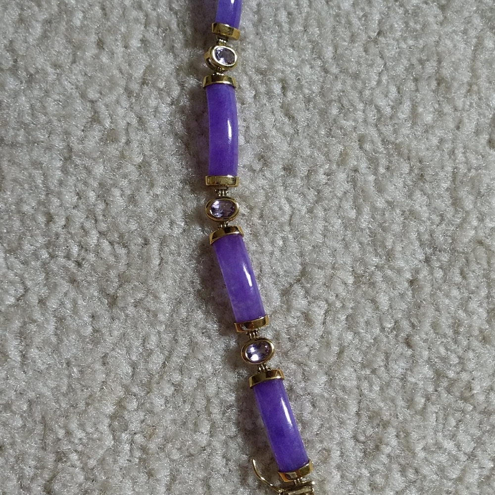 Jade bracelet marked 925 silver gold dipped